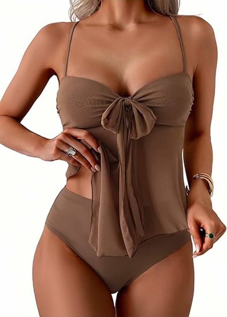 Twist-Front Halter Tummy Control Tankini