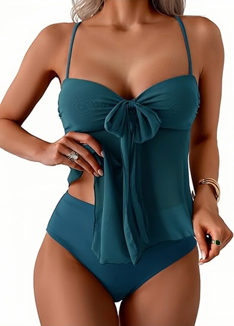 Twist-Front Halter Tummy Control Tankini