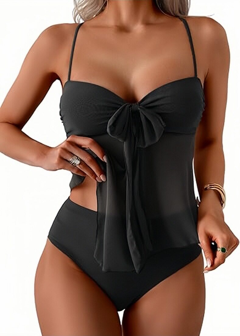 Twist-Front Halter Tummy Control Tankini