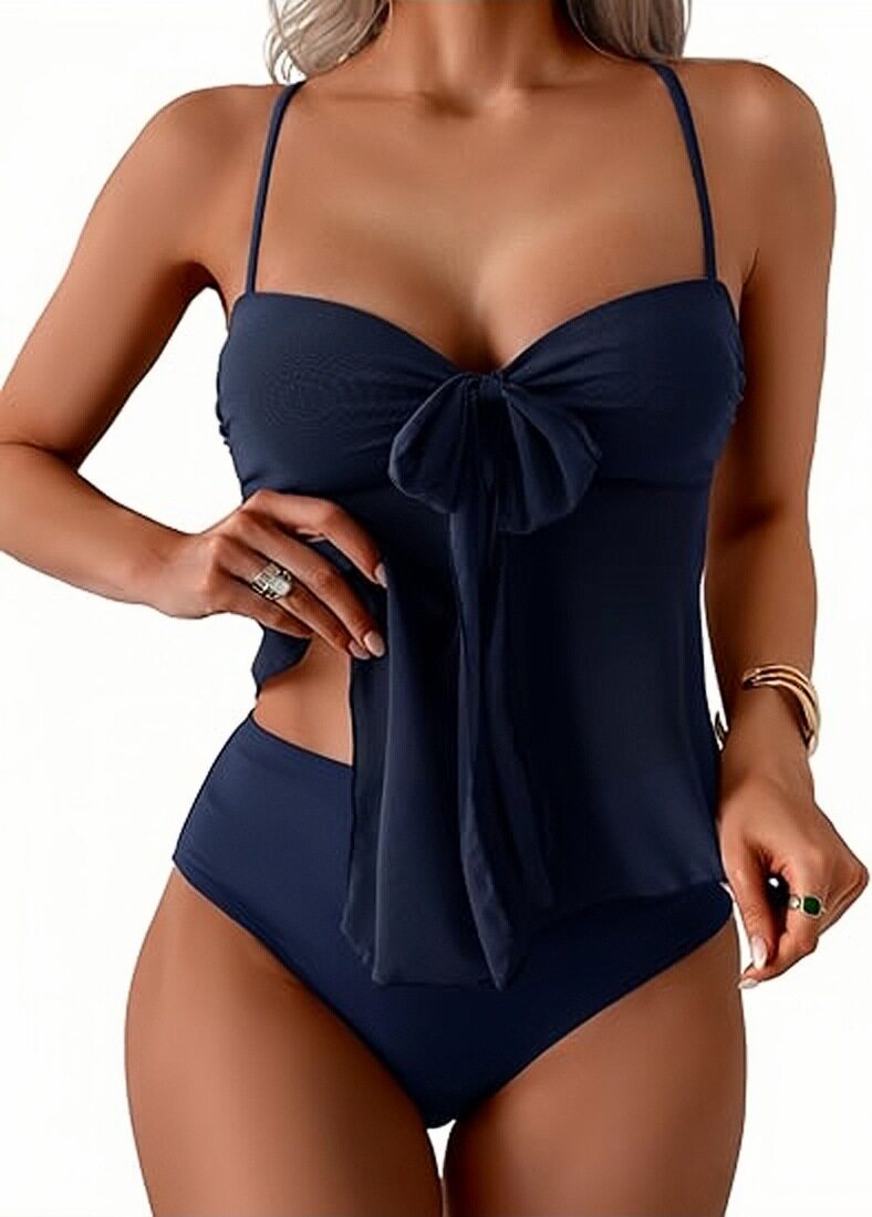 Twist-Front Halter Tummy Control Tankini