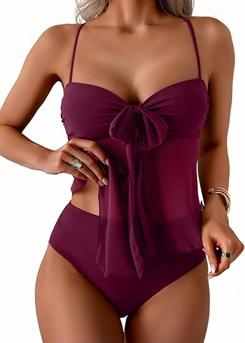 Twist-Front Halter Tummy Control Tankini
