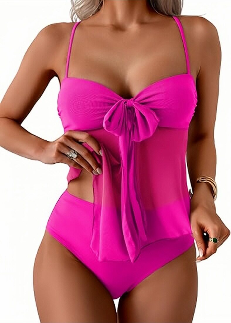 Twist-Front Halter Tummy Control Tankini