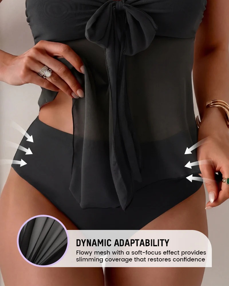 Twist-Front Halter Tummy Control Tankini