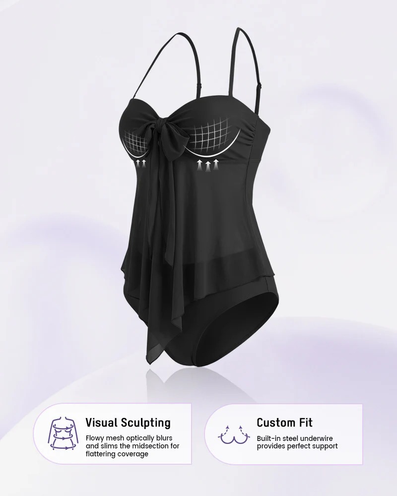 Twist-Front Halter Tummy Control Tankini