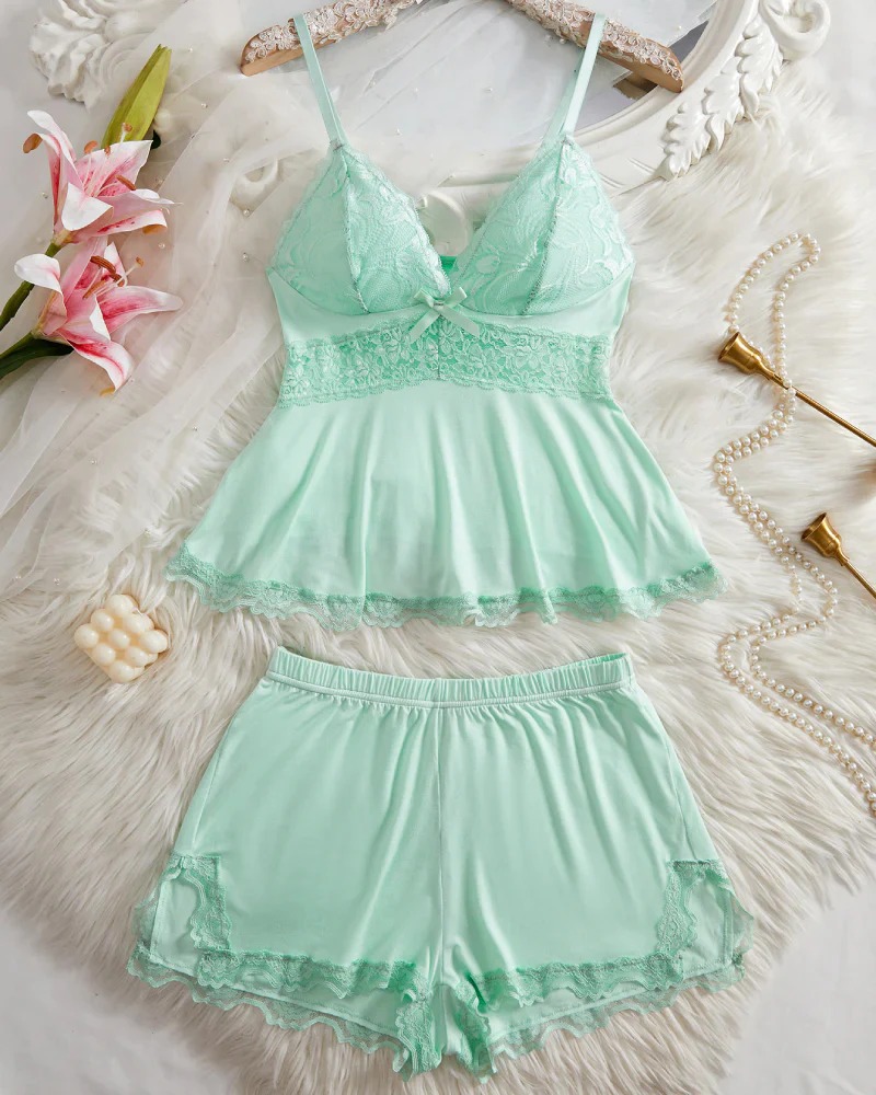 Silky Lace Flowy Cami & Shorts Set