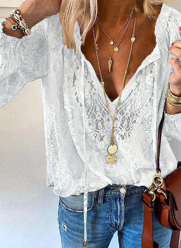 Loose Fit Printed Lace Shirt Temperament Pure Lace Design