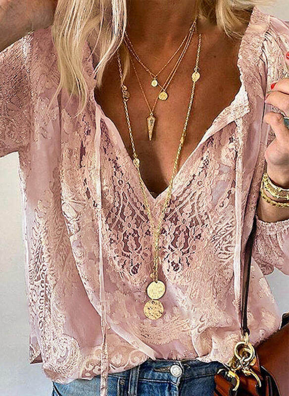 Loose Fit Printed Lace Shirt Temperament Pure Lace Design