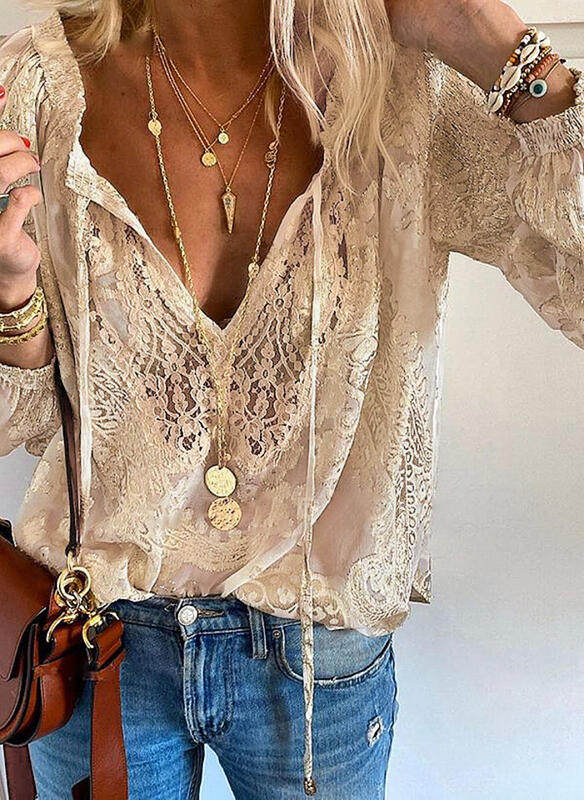 Loose Fit Printed Lace Shirt Temperament Pure Lace Design