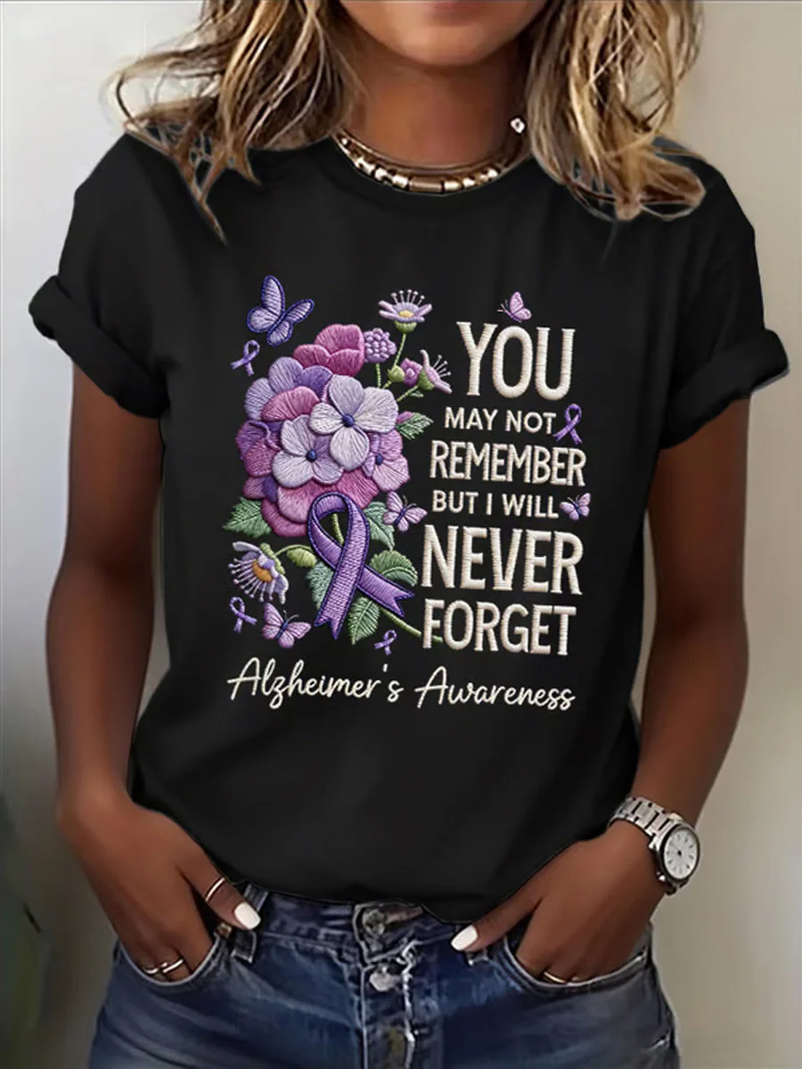 Women Motivational Alzheimer's Awareness Inspirational Floral Graphic T-Shirt
