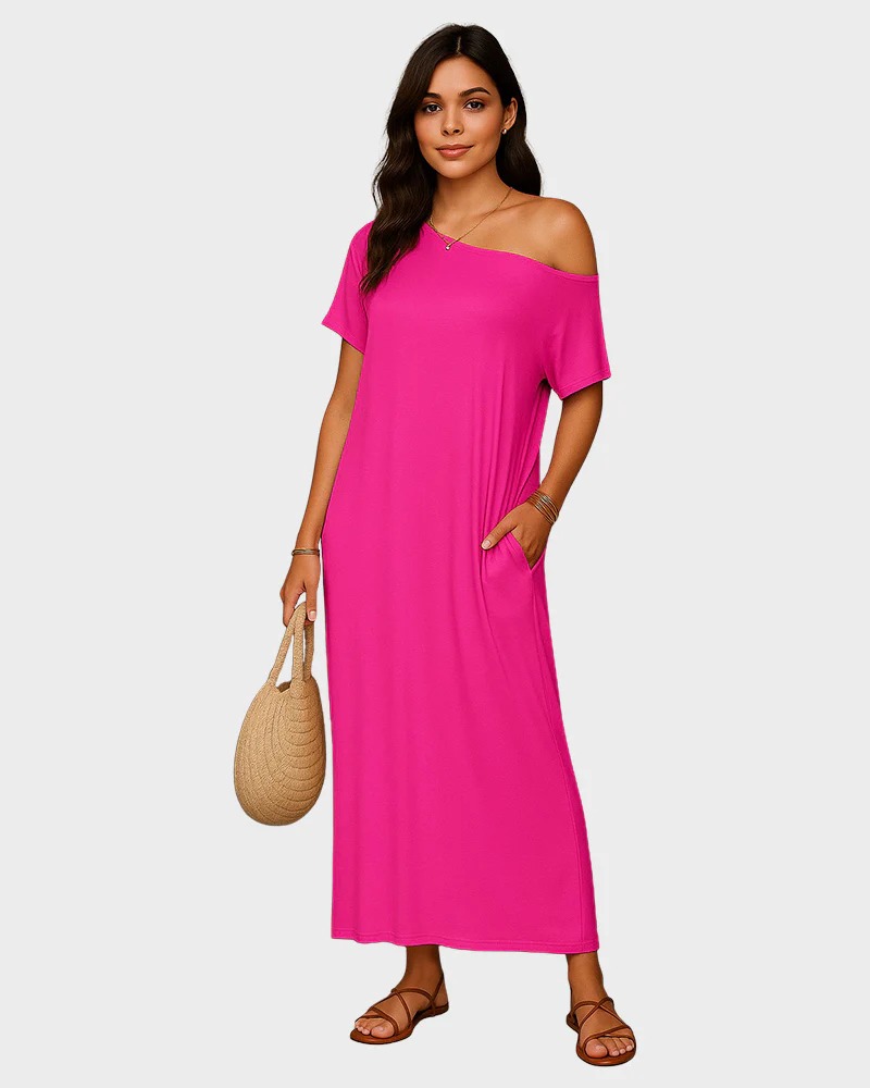 Off-Shoulder Batwing Sleeve Maxi Lounge Dress