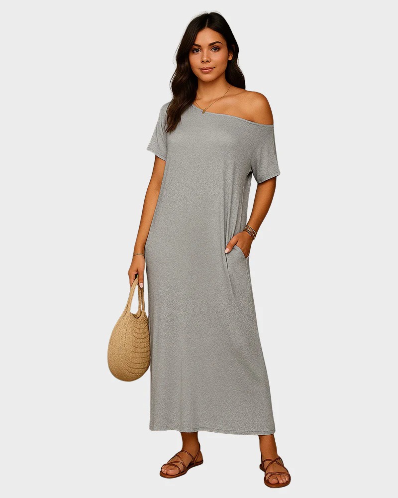 Off-Shoulder Batwing Sleeve Maxi Lounge Dress
