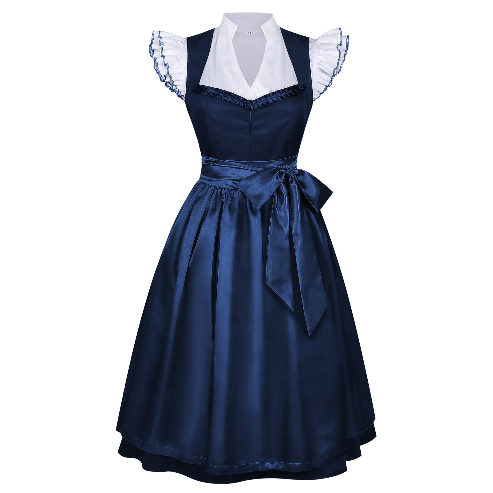 Bavarian Princess Classic Navy Blue Satin Dirndl