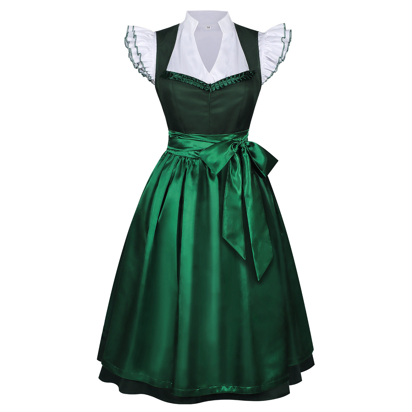 Bavarian Princess Emerald Green Satin Dirndl