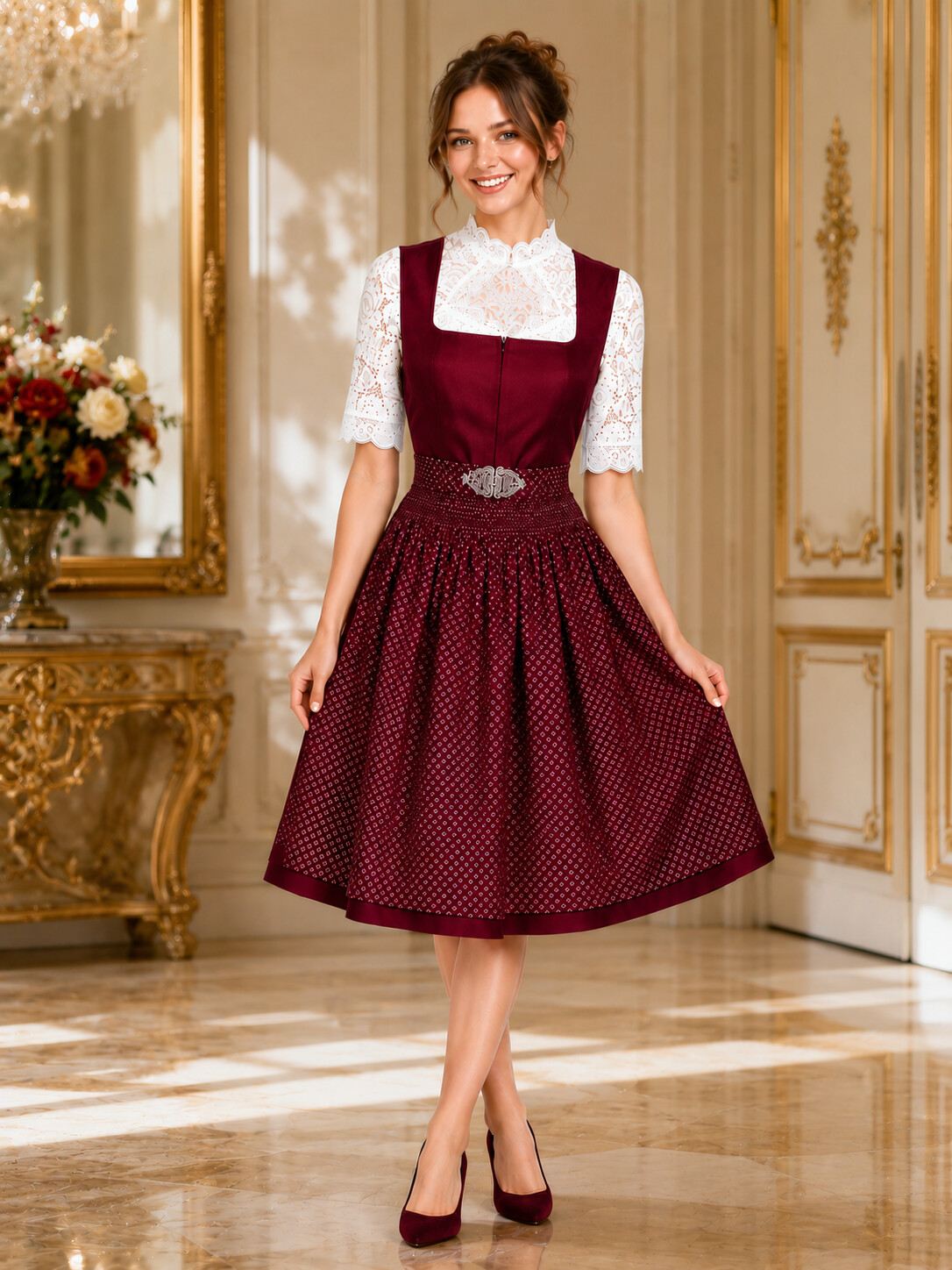 Bavarian Princess Classic Wine Red Dirndl