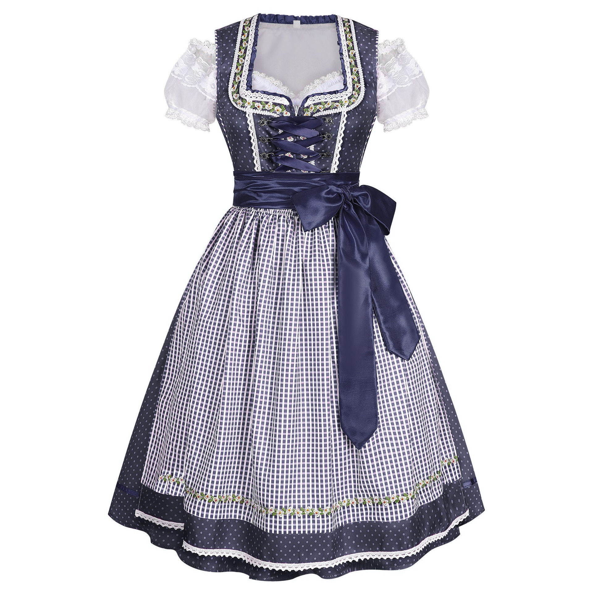Rosalie Elegant Bavarian Princess Dirndl with Navy Satin Bow