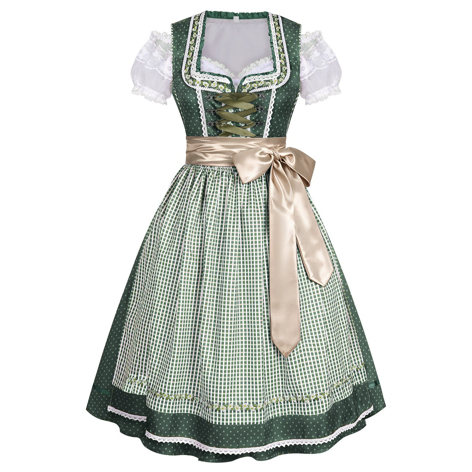 Rosalie Elegant Bavarian Princess Dirndl with Champagne Satin Bow