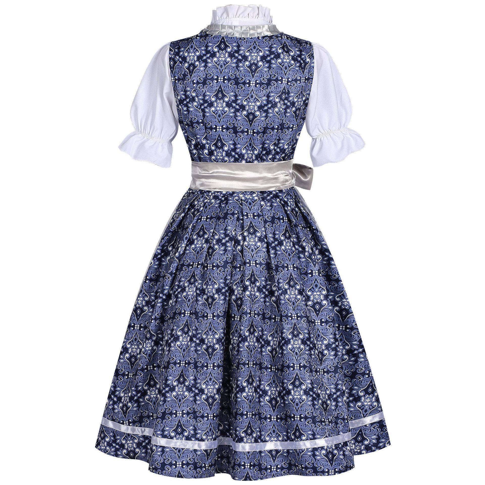 Rosalie Elegant Bavarian Princess Dirndl with Silver Satin Apron