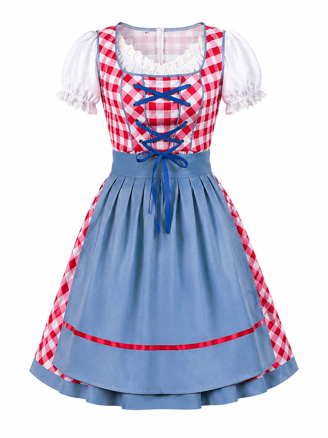 Rosalie Elegant Bavarian Princess Dirndl with Alpine Blue Apron