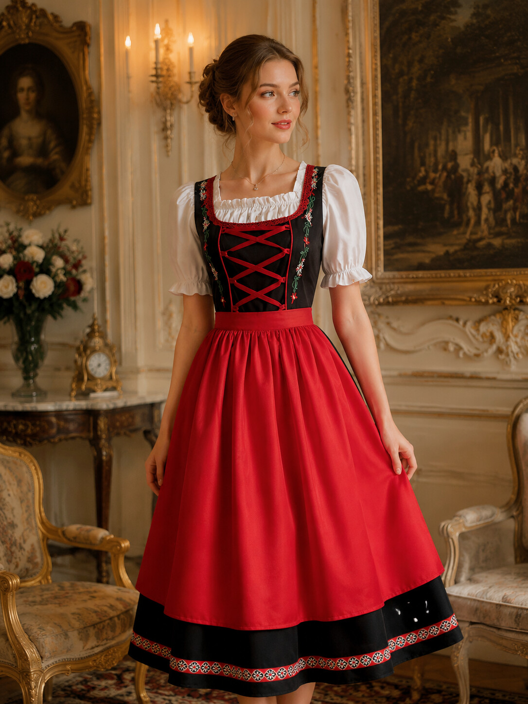 Rosalie Classic Red Bavarian Dirndl