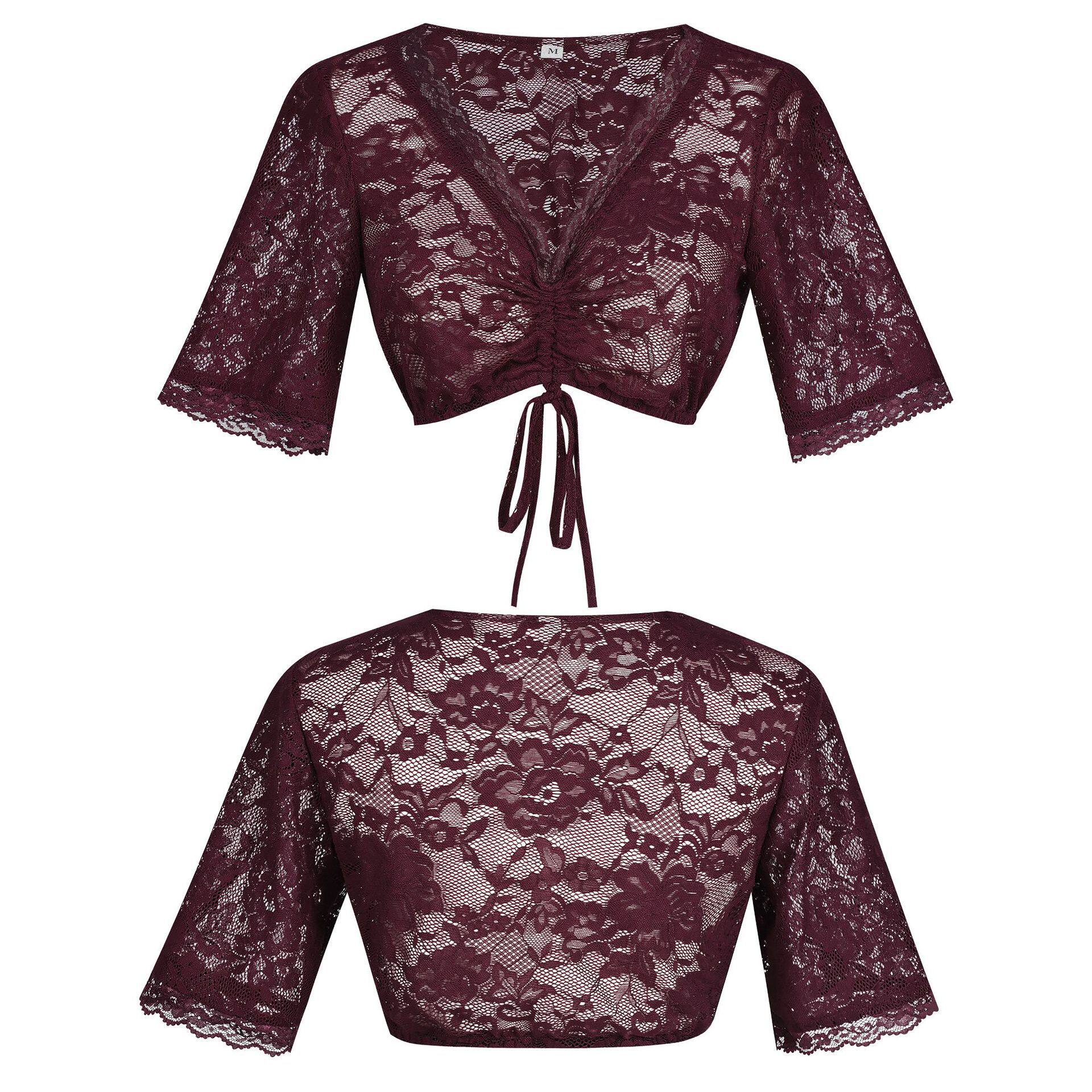 Rosalie Elegant Claret Princess Dirndl with Lace Apron