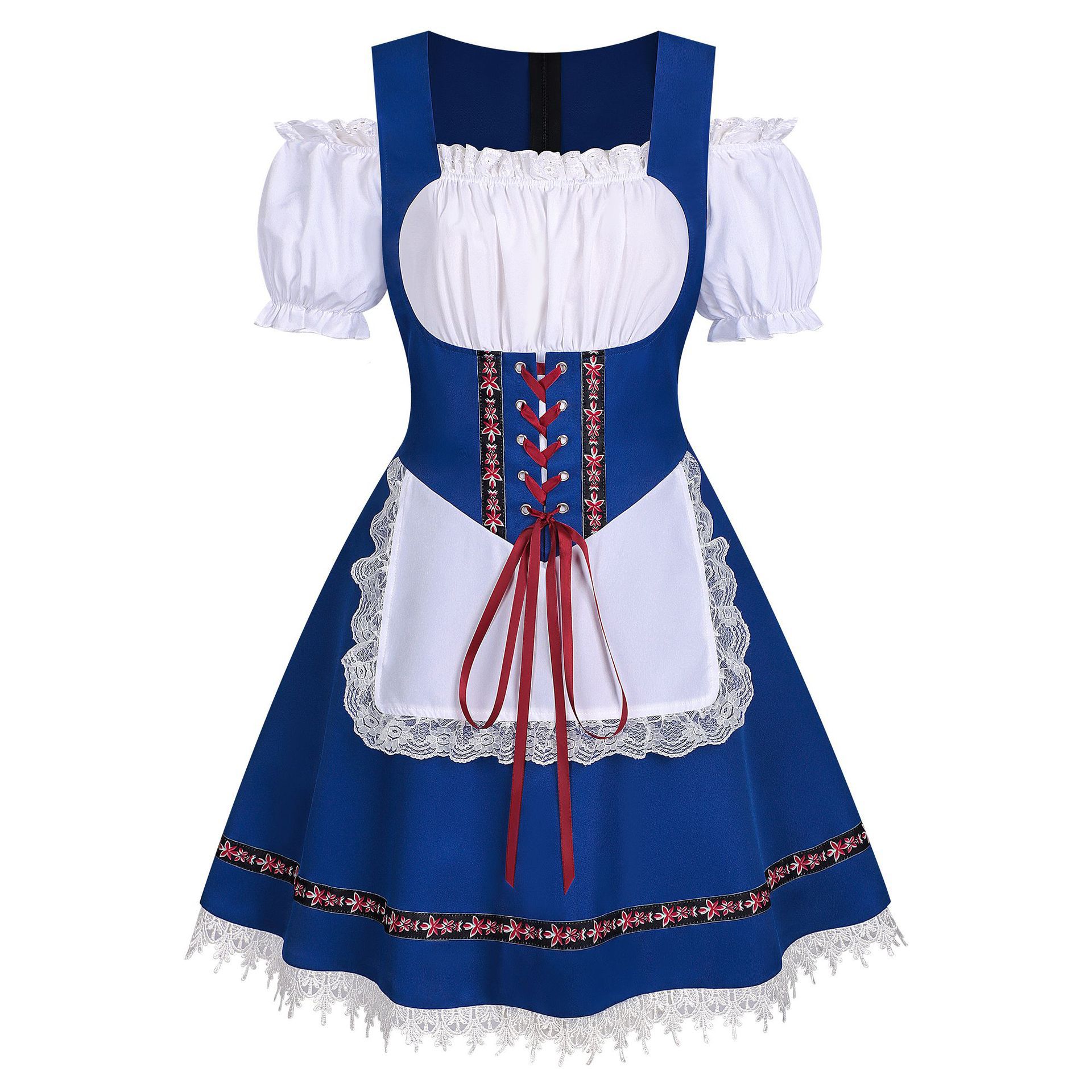 Rosalie Royal Blue Bavarian Dirndl – Traditional Lace Trim Oktoberfest Dress