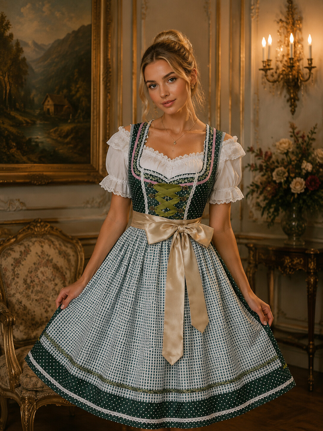Authentic Bavarian Dirndl Dress | Vintage German Oktoberfest Corset Costume Mini Dress for Women
