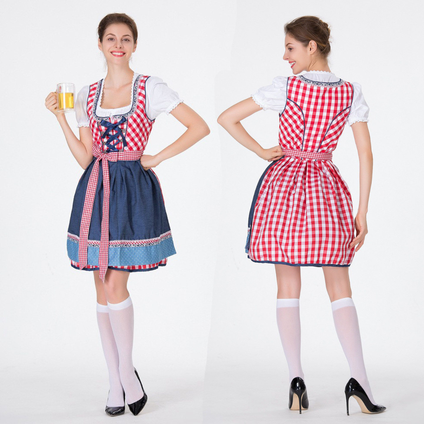 Traditional Bavarian Dirndl Dress | Oktoberfest Costume with Apron