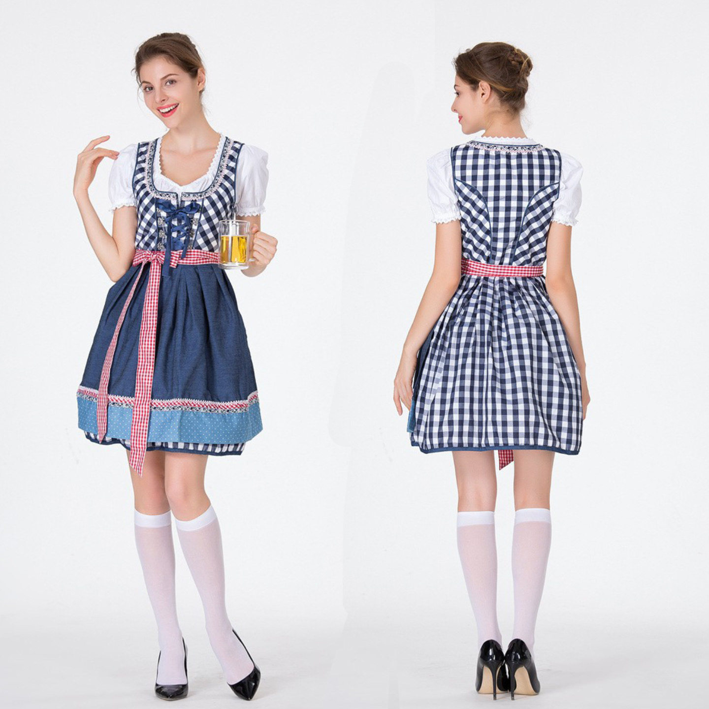 Classic Oktoberfest Costume Women - German Beer Maid Dress for Halloween Party