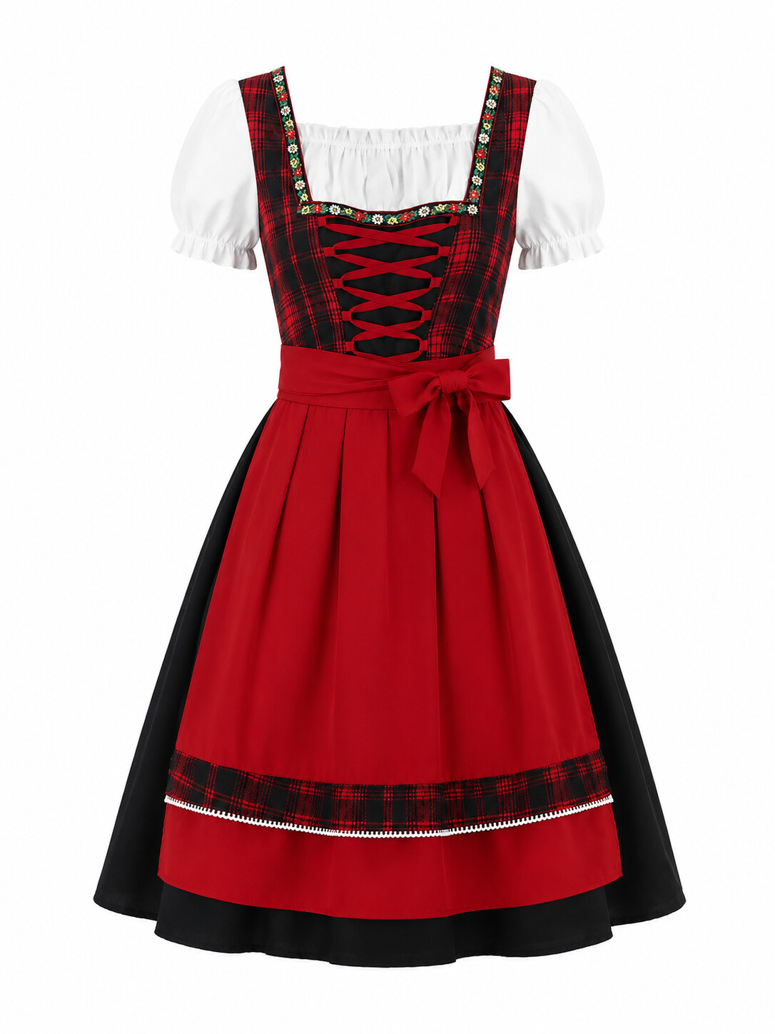 Munich Classic Red Plaid Dirndl - Ultimate Oktoberfest & Carnival Party Dress Outfit