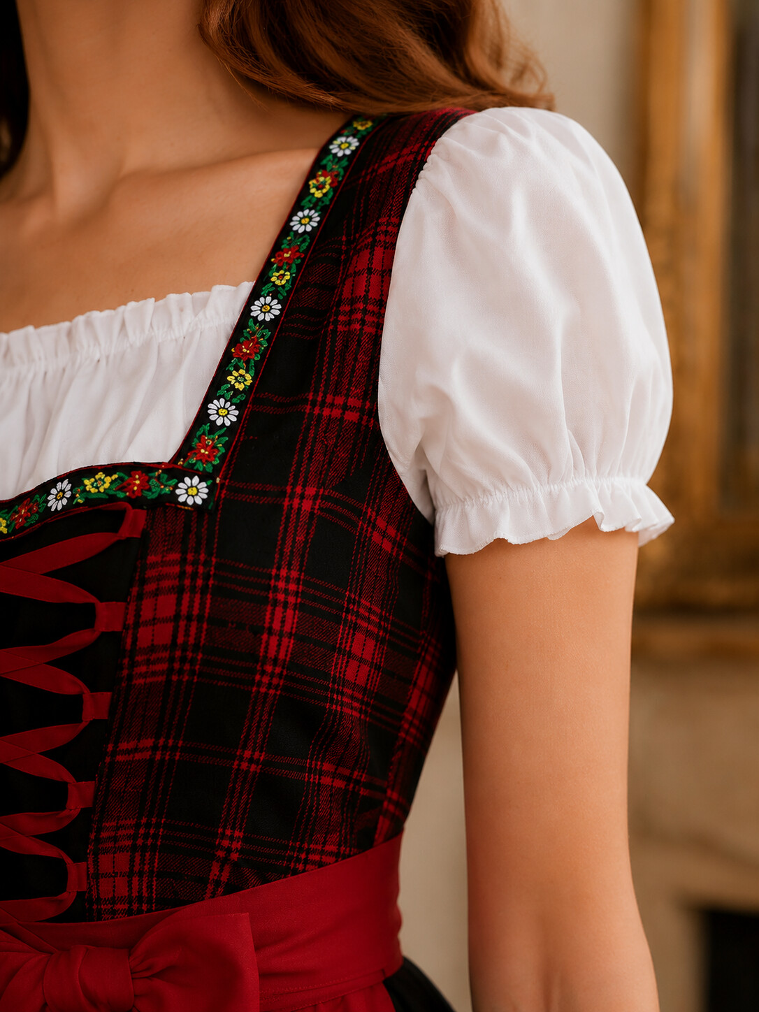 Munich Classic Red Plaid Dirndl - Ultimate Oktoberfest & Carnival Party Dress Outfit