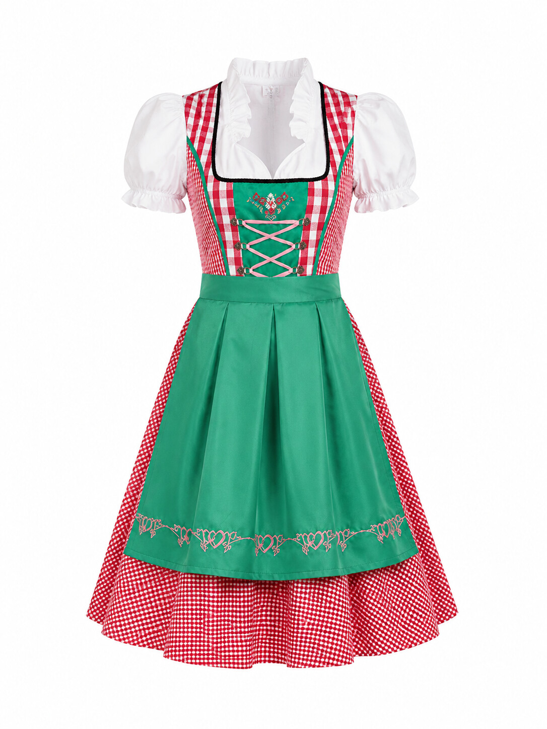 Bavarian Oktoberfest Dirndl Dress | Classic Plaid German Beer Girl Costume