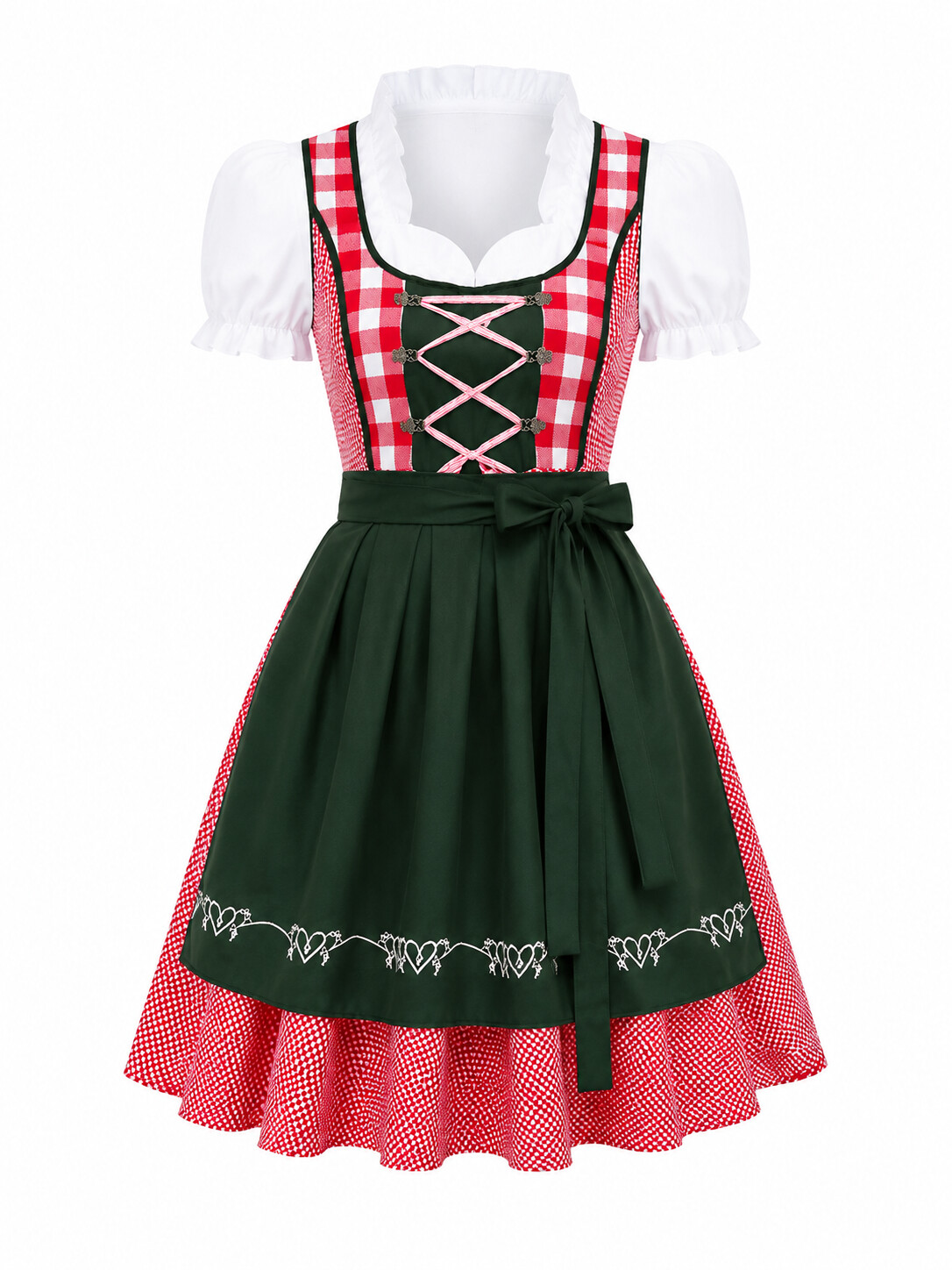 Plus Size Bavarian Oktoberfest Dirndl Dress | Classic Plaid German Beer Garden Girl Costume for Women S-5XL