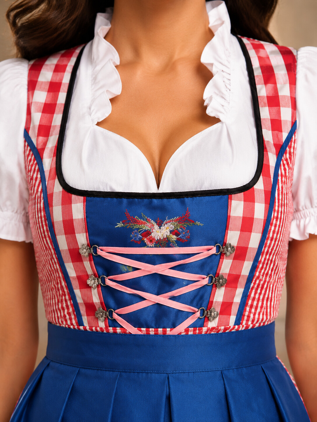 Oktoberfest Dirndl Dress for Women, Classic Plaid German Beer Girl Outfits, Bavarian Festival Party Dress (Size S-5XL)