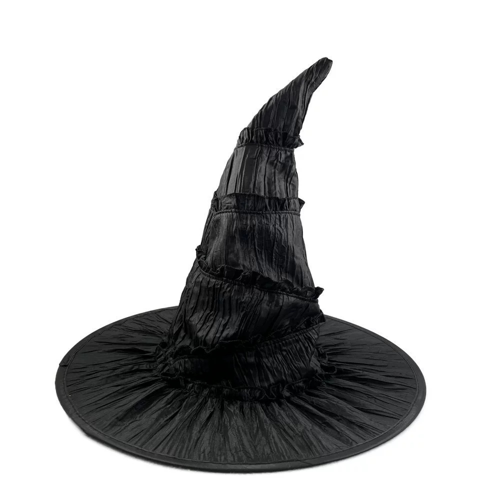 Women's Halloween Gothic Black Wide Brim Pointed Wizard Hat