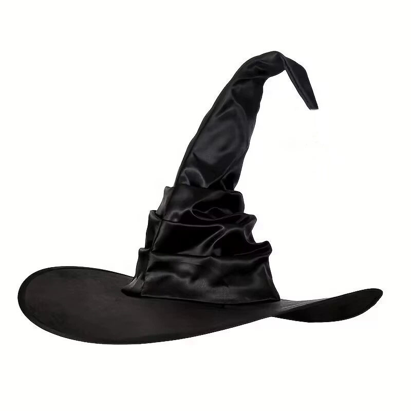 Women's Halloween Gothic Black Wide Brim Pointed Wizard Hat