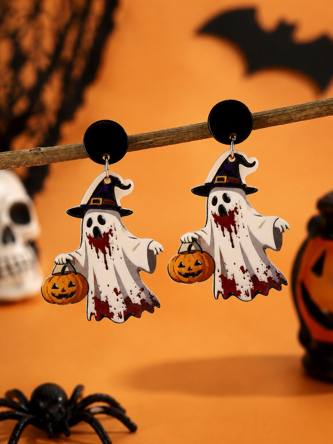 Halloween Funny Ghost Spider Cartoon Earrings