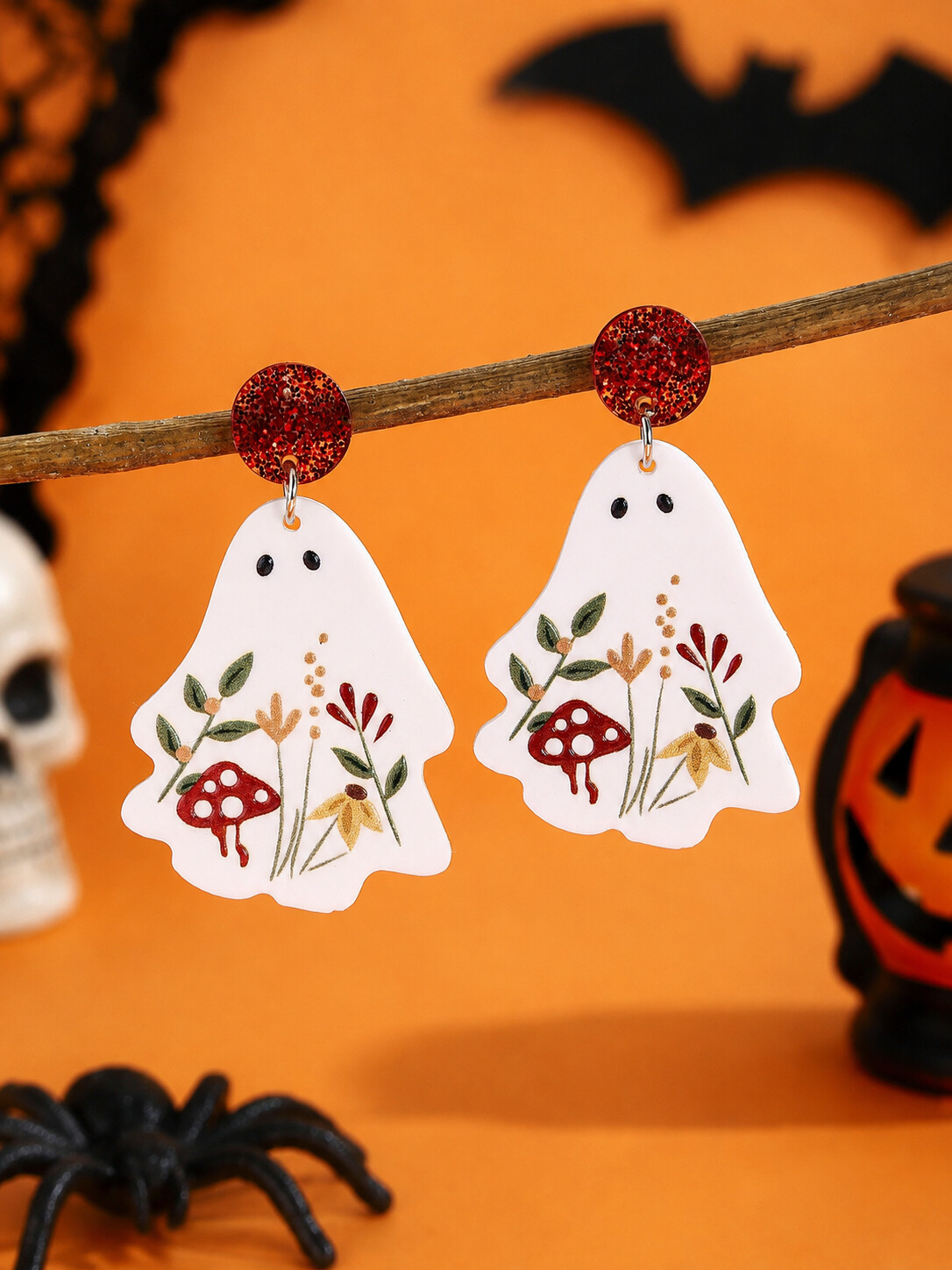 Halloween Funny Ghost Spider Cartoon Earrings