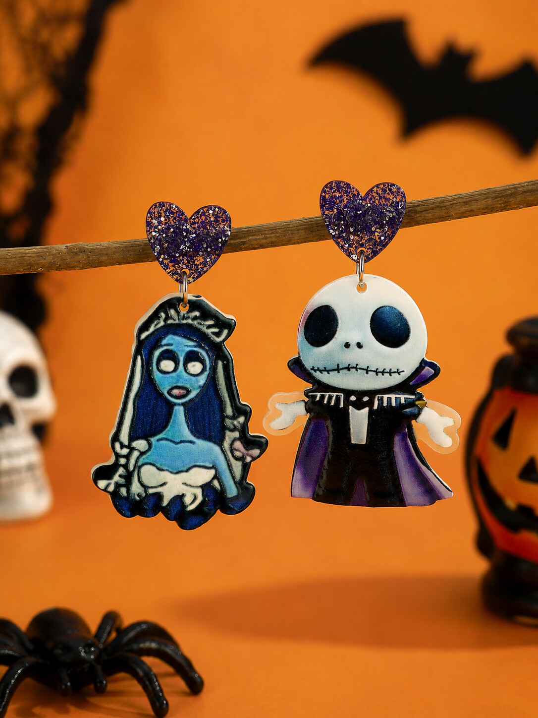 Halloween Funny Ghost Spider Cartoon Earrings
