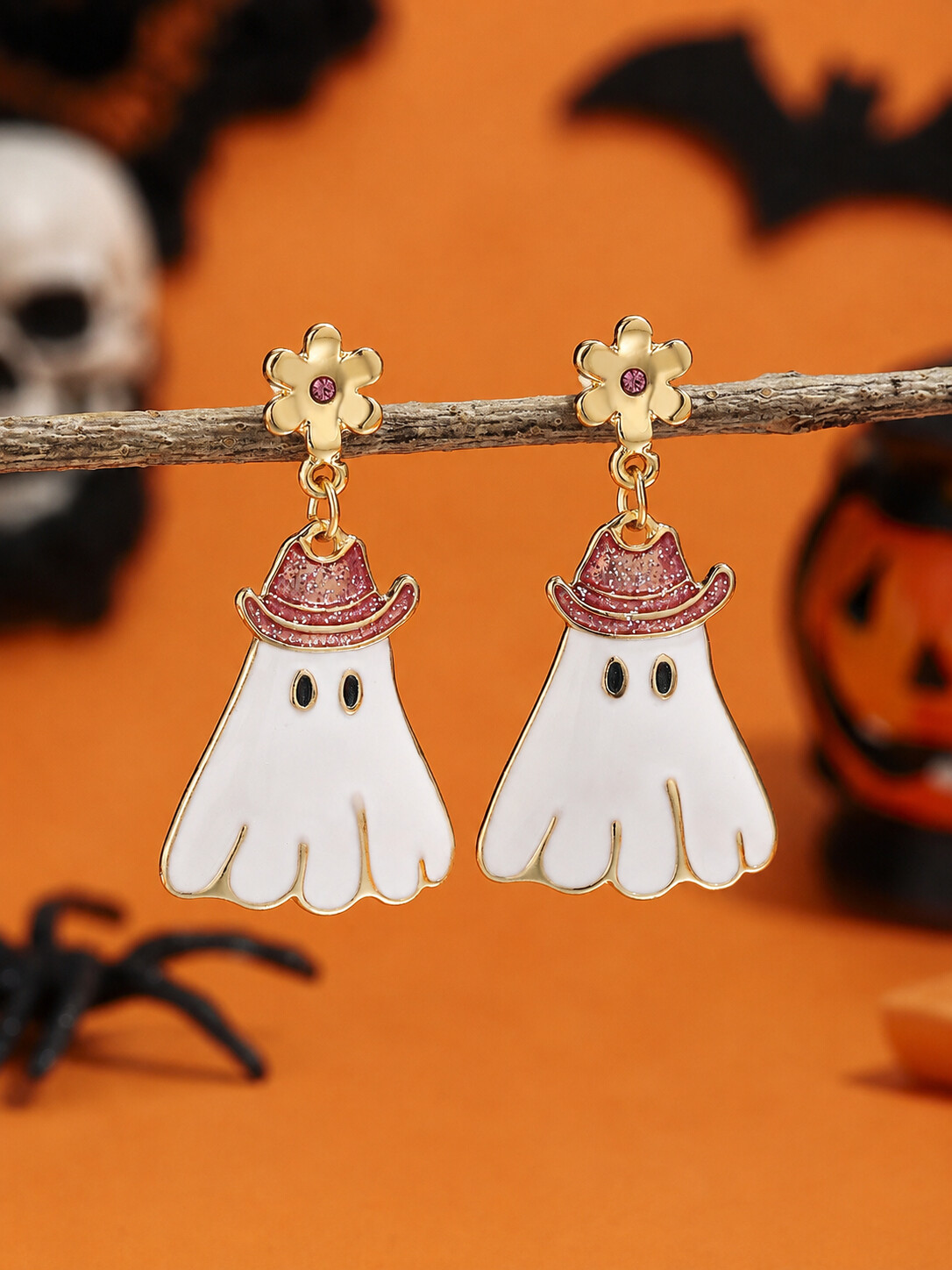 Halloween Funny Ghost Spider Cartoon Earrings