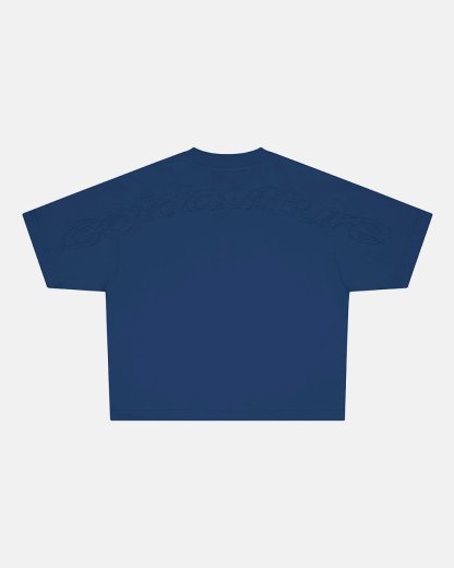 DISTRESS CURVED TEE NAVY