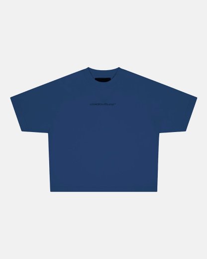 DISTRESS CURVED TEE NAVY