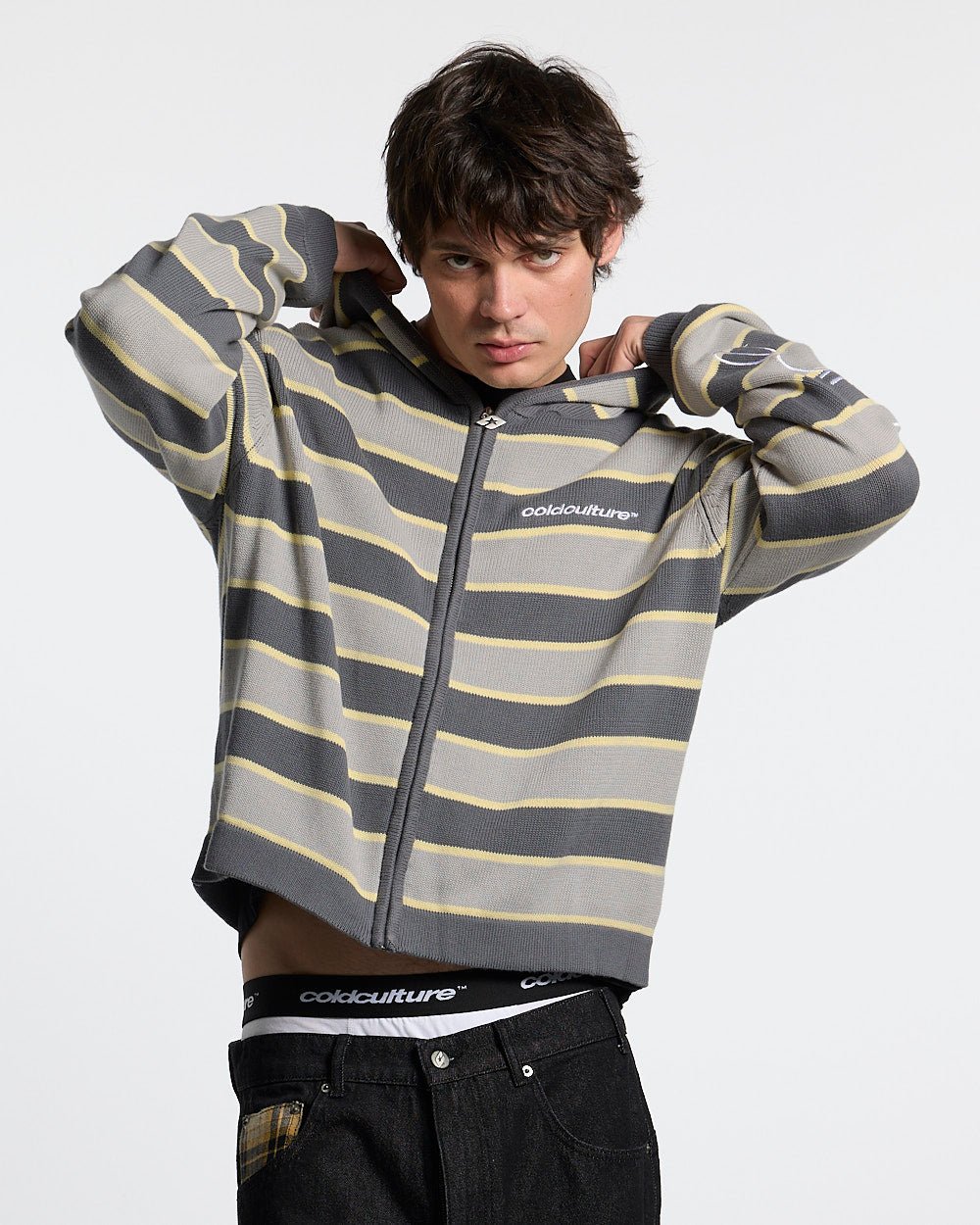 TRIPPY STOP ZIP KNIT GREY
