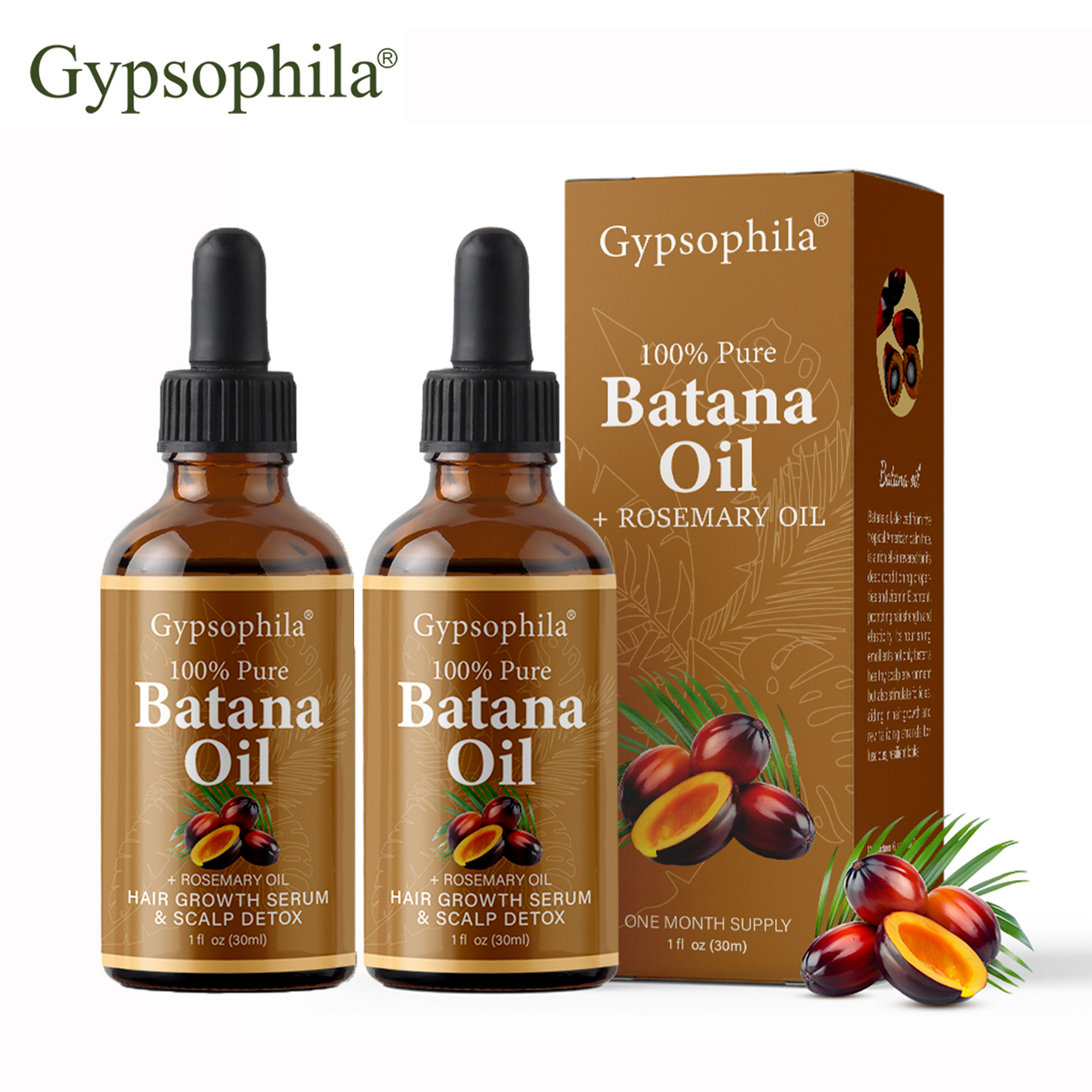 Gypsophila Batana Oil with Rosemary for Hair Growth - Nourish & Detox Scalp, Reduce Hair Loss, Strengthen & Promote Healthy Hair for Men & Women Organic Batana Oil(30mL)