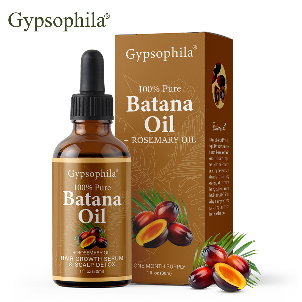 Gypsophila Batana Oil with Rosemary for Hair Growth - Nourish & Detox Scalp, Reduce Hair Loss, Strengthen & Promote Healthy Hair for Men & Women Organic Batana Oil(30mL)