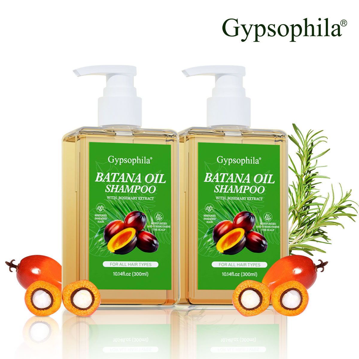 Gypsophila Batana Oil Shampoo & Rosemary - Nourishing & Regenerating Shampoo for Men & Women - Reduces Hair Loss & Enhances Volume (300ml / 10.14 fl oz)