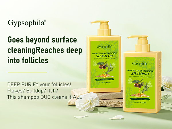 Gypsophila Follicl Cleansing Shampoo & Anti-Dandruff Shampoo with Tea Tree Oil & Rosemary Extract – Deep Scalp Purifying & Strengthening, 300ml& Cleansing 10.14 fl.oz Haircare Gentle