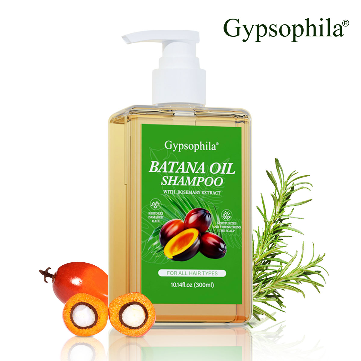 Gypsophila Batana Oil Shampoo & Rosemary - Nourishing & Regenerating Shampoo for Men & Women - Reduces Hair Loss & Enhances Volume (300ml / 10.14 fl oz)