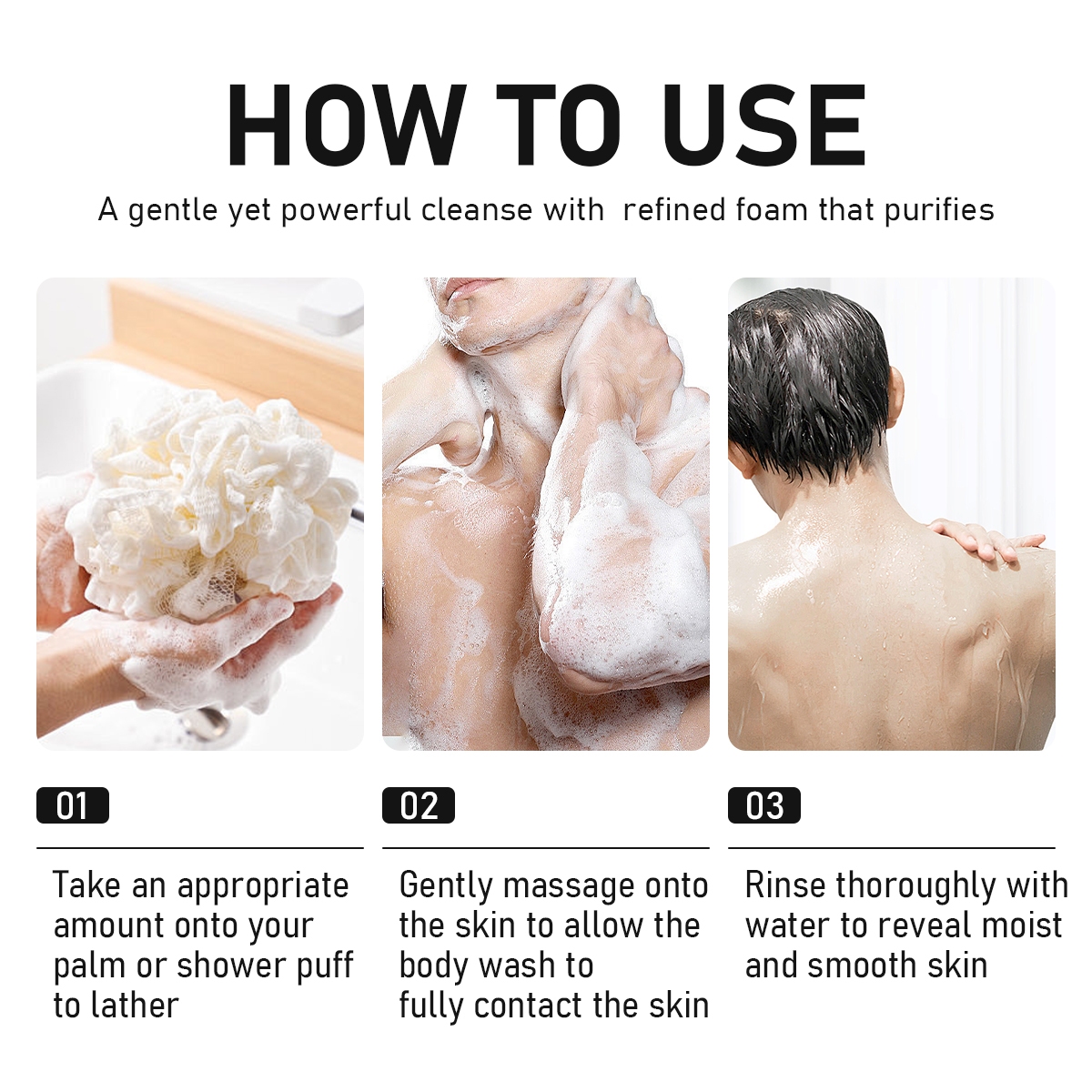 Gypsophila Fragrance Shower Gel Woody Scent, 15Amino Acids for Repair, Deeply Moisturizes, Long-Lasting,Unisex