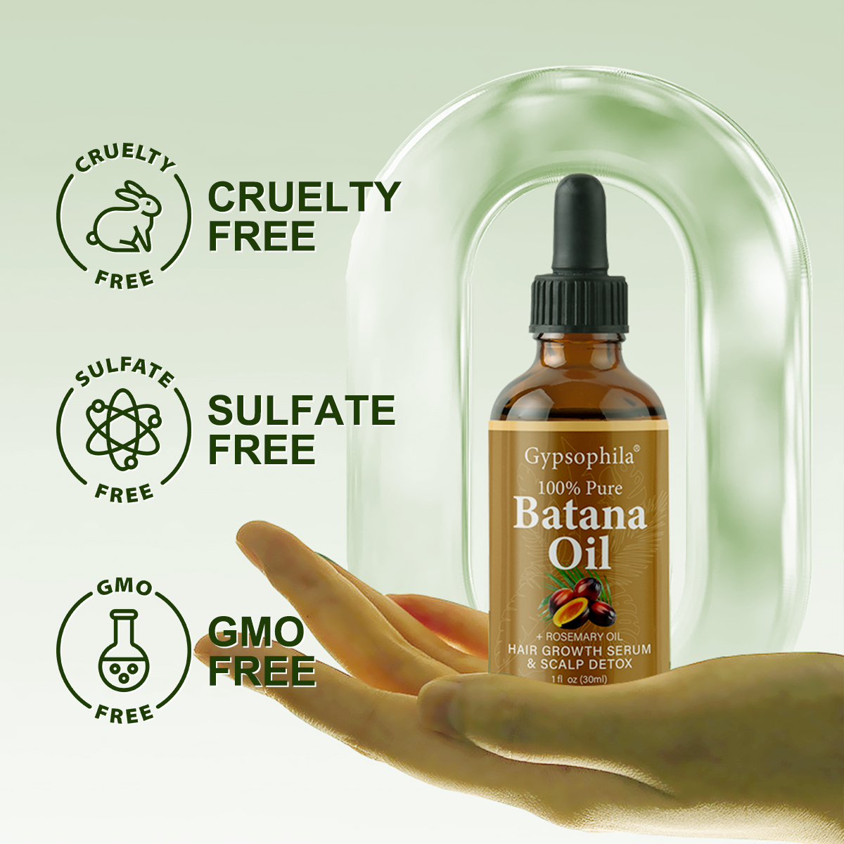 Gypsophila Batana Oil with Rosemary for Hair Growth - Nourish & Detox Scalp, Reduce Hair Loss, Strengthen & Promote Healthy Hair for Men & Women Organic Batana Oil(30mL)