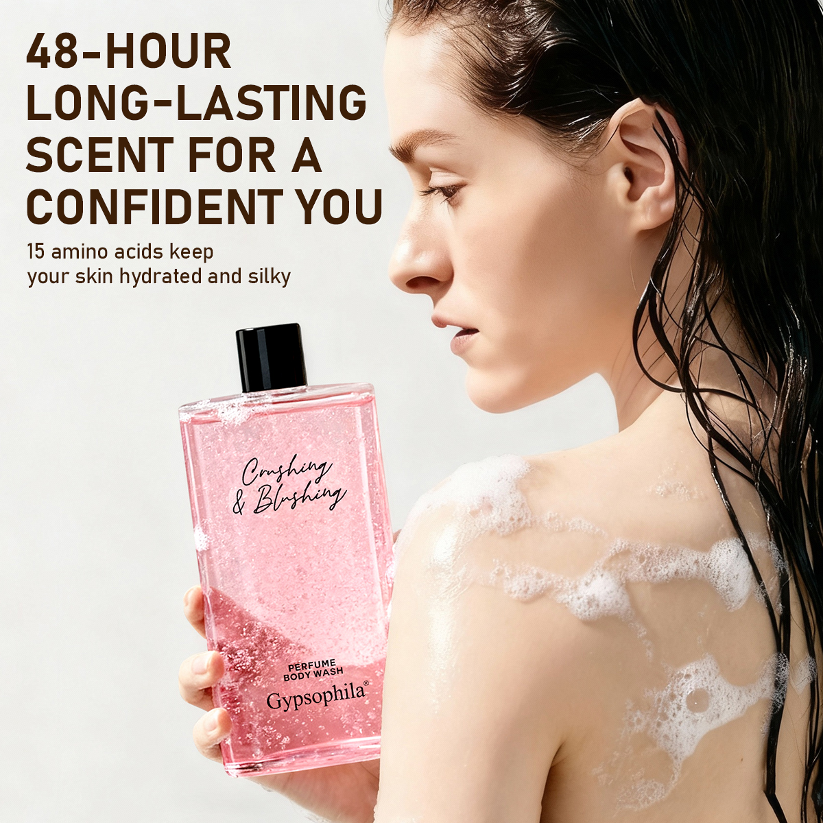 Gypsophila Fragrance Shower Gel Woody Scent, 15Amino Acids for Repair, Deeply Moisturizes, Long-Lasting,Unisex